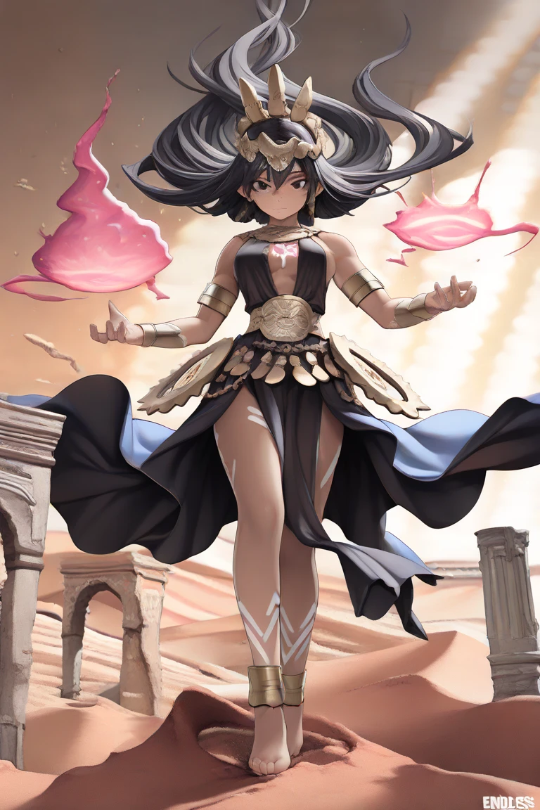 (African dark skin woman+queen pose), (RPG fantasy+action pose), pretty and elegant, (wearing a stunning dress), minimalistic appeal, (small and graceful breasts).