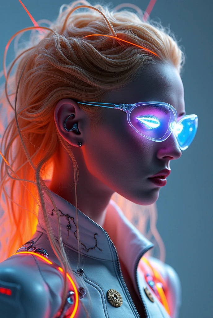 Blonde woman and black jacket pose for photo, high quality portrait, Blonde Girl, Perfect white-haired girl, Ava Max, digital art. realistic photo, Inspired by Károly Lotz, made with photoshop, Hyperrealism art style, Digital Art Images, digital art!!, CL, Realistic digital painting, Blonde hair and big eyes,(high-detail: 1.2), (Canon EOS R6 Best Quality: 1.2), (10: 1.0), (MBRF-BISO: 1.0), (Many large black tattoos on the open cybernetic head in the center show the inside., detailed face, Highly detailed eyes and high-tech sunglasses with holographic display 1.2), crisp focus (awarded photograph: 1.2), (Spread under the soil surface.: 1.2), (Spread under the soil surface.: 1.2). 1.1) (Beautifully detailed robots: 1.2), ( Highly detailed hair: 1.2), (Excellent body.: 1.2), (full entire body: 1.2), (dynamic posture :1.2), Fluorescent Neon, (Cybernetic eyes in detail:1.1), close up shot (Hyper-Realistic:1.2), Role-playing games, Cyberpunk Style 2077, dramatic light, (Highly detailed futuristic cityscapes:1.2), (Science fiction: 1.2). 1.2), Professional portrait photography, by wlop Greg Rutkowski, Jeffrey Simpson, Alphonse Mucha