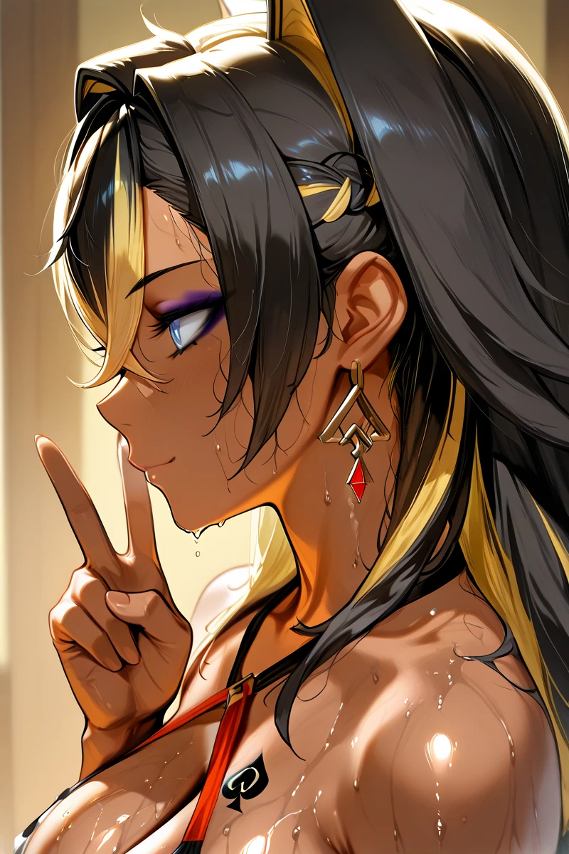 (masterpiece:1.2), best quality, Beautiful rebellious girl,portrait, 
1 Girl, have, open mouth, Glossy lips, , , Pink Eyes, earrings,, Long eyelashes,  contour, Upper Body, ,Huge bust、Protruding chest、Super huge、Huge breasts,  Barcode tattoo, bust,  Smile, Collar，Huge Breasts，Drool，Milky saliva，Showing breasts，Chest-baring clothes，拴着铁链的Collar，Fangs，Facing the camera，Red heart-shaped pupils，Superbly detailed eyes，Exquisite face，Detailed face，Delicate nose，Intricate tattoos，，Black long hair，Smooth Straight Hair Sheer Tank Top，Hancock