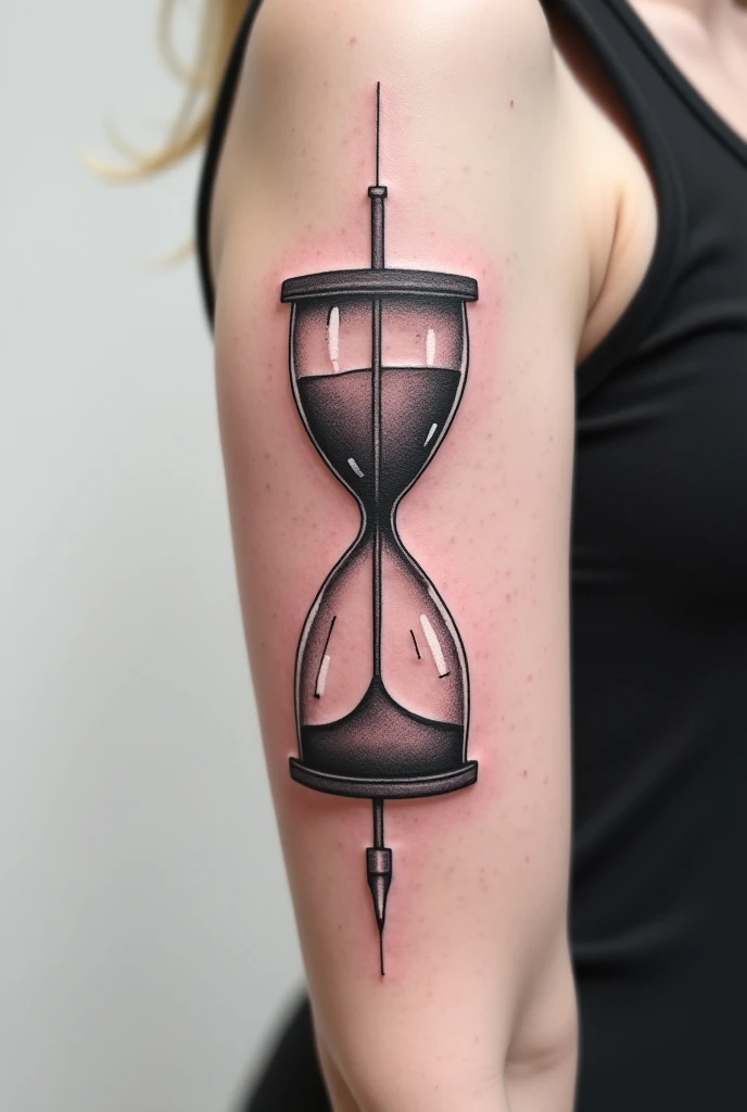 Create a tattoo of an hourglass in the shape of two letters g