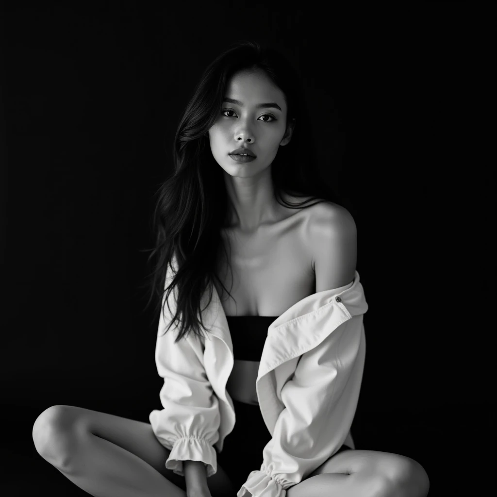 dark hair girl, naked, middle breast 