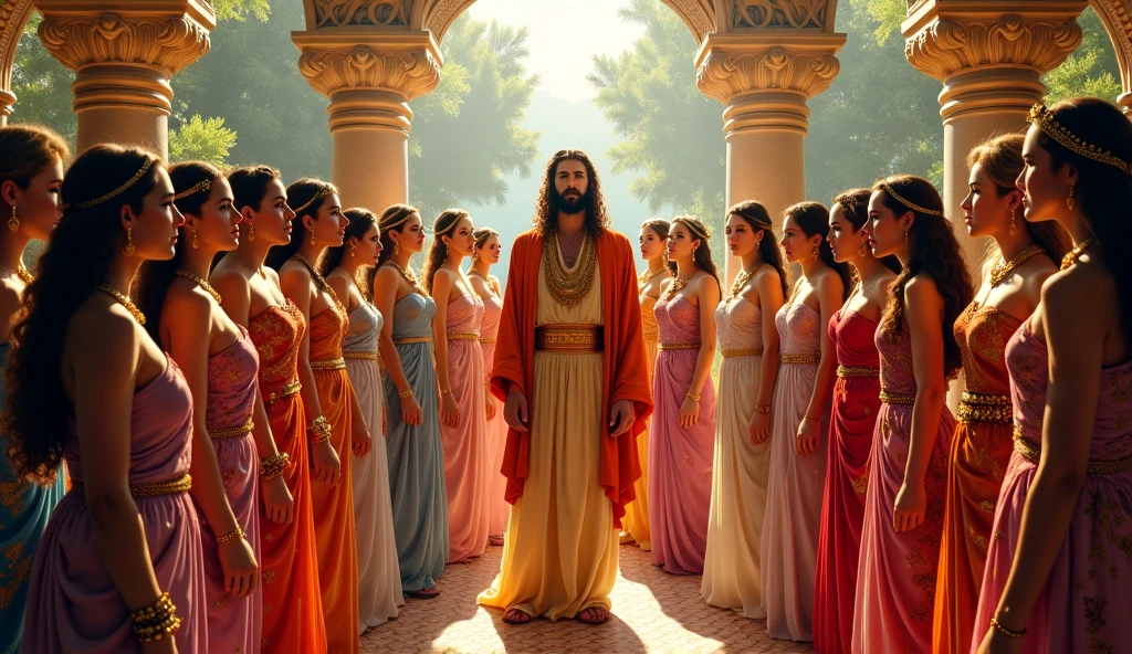 Create a pixar-like image of Jesus Christ,Zeus, ramayana,and a character from indigenous mythology Create them on the same sheet but each character is different
