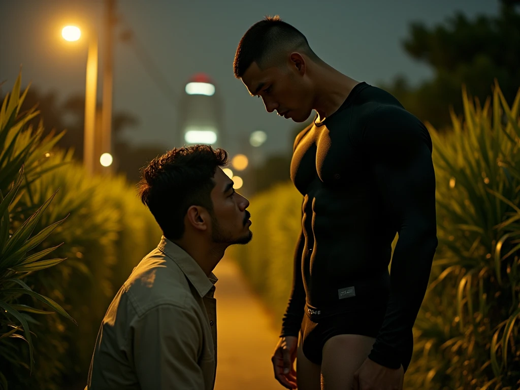 45 yers old，Guardiola, ，Shirtless，Tong，Bulge，office room，Two people kissing，black long socks，Thin，musculature，lbeard，fortitude，artwork of a，tmasterpiece，k hd，White panties，Kneeling