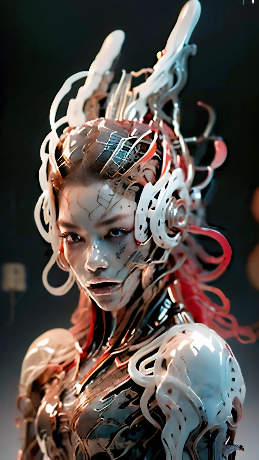 A beautiful girl who looks like Yua Mikami，fashion hair，Jet black hair，Delicate makeup，ssmile，perfect bodies，gracefulpose，Ex Machina，Perfectcomposition, beautiful detailed intricate insanely detailed octane render trending on artstation, 8 k artistic photography, Arte conceptual fotorrealista, soft natural volumetric cinematic perfect light, Chiaroscuro, an award winning photograph, Masterpiece, oil on the canvas, raffael, Caravaggio, greg rutkovsky, beeple, beksinski, Giger, sfv, masterpiece of intricate artwork, Ominous, matte painting film poster, Golden ratio, trending on CGSociety, Intricate, Epic, trending on artstationh, By Artgerm, h. r. Giger and Beksinski, Highly detailed, vibrant, production cinematic character render, ultra high quality model