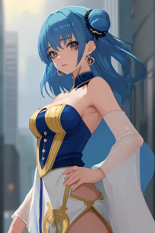 sologirl, (masterpiece), (((best quality))), ((detailed face)), (perfect face), (detailed eyes), (beautiful eyes), award winning, (4k), incredibly absurdres, (absurdres), (highres), (sharp), extremely detailed CG, 8k_wallpaper, ((ultra-detailed))), (illustration), CG, wallpaper, ((HDR)), ((high quality)), ((high-definition)), (((extremely detailed))), <lora:nikkehelm:0.7>, (full body), very long hair, blue hair, bangs, braids, blue eyes, large breasts, wide hips, thighs, feather hair ornament, white dress, evening dress, shawl, thigh, necklace, jewellery, gold trim, bracelets, armlet, thigh strap, strappy heels, standing, head tilt, open mouth, smile, window