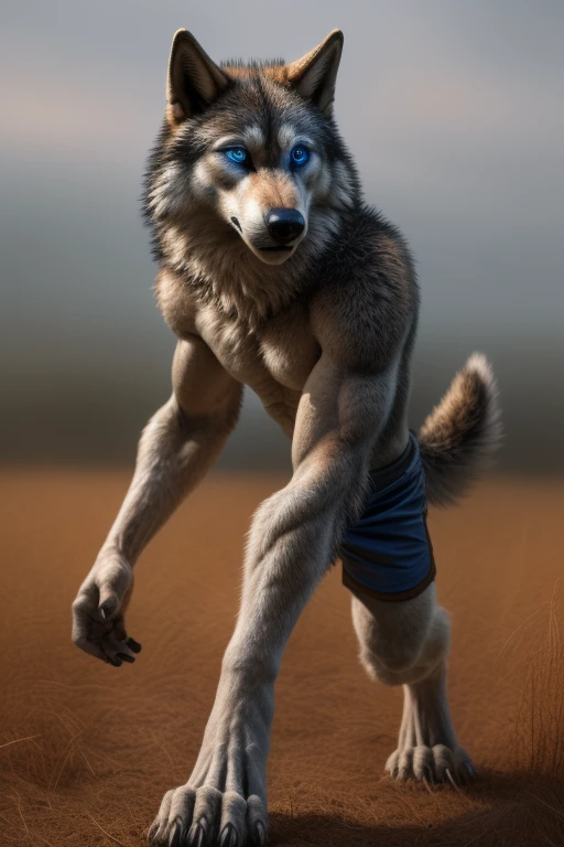 ((alone)), male, human wolf, (Multi-colored fur, White-brown:1.3,White tail pointed), (Height 2.1M,Tail length 10.2M), ((wolf face, big eyes, White eyelids, blue pupils, Slim:1.2) (difficult, Calm expression:1.2)), Slim, ping)), (correct anatomy), (winter clothing:1.1), Naked upper body, (detailed clothing),A long big tail,foot,(Lifelike fur, Detailed fur texture, put on label:1.3)), (natural lighting), lifelike, surreal, Super detailed, at kenkert,snowfield,pass upright,Runs on
