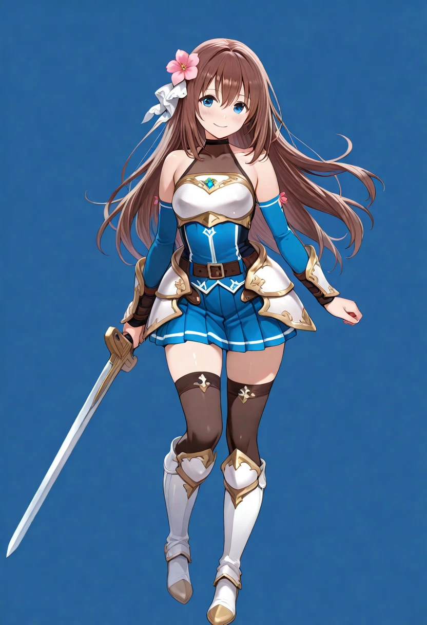 masterpiece, best quality, cute eyes, 1girl, solo,  ((white background)), full body, multiple views, boots, sword, ????????,