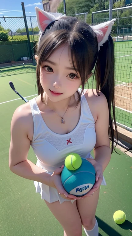 21 years old, Beautiful woman, Natural light, basketball uniform, Upper Body, Front view, basketball player , (highest quality, 8k, masterpiece), Tennis court, With bangs, A shy smile, (Embarrassing), looking at the camera, light makeup, Thin eyebrows, Natural Makeup, (light makeup), Thin eyebrows, Ultra-high resolution, Glowing Skin, (Light on the cheeks), Closed lips, (Pale pink) , viewer's perspective , View here,Basketball Shooting Scene