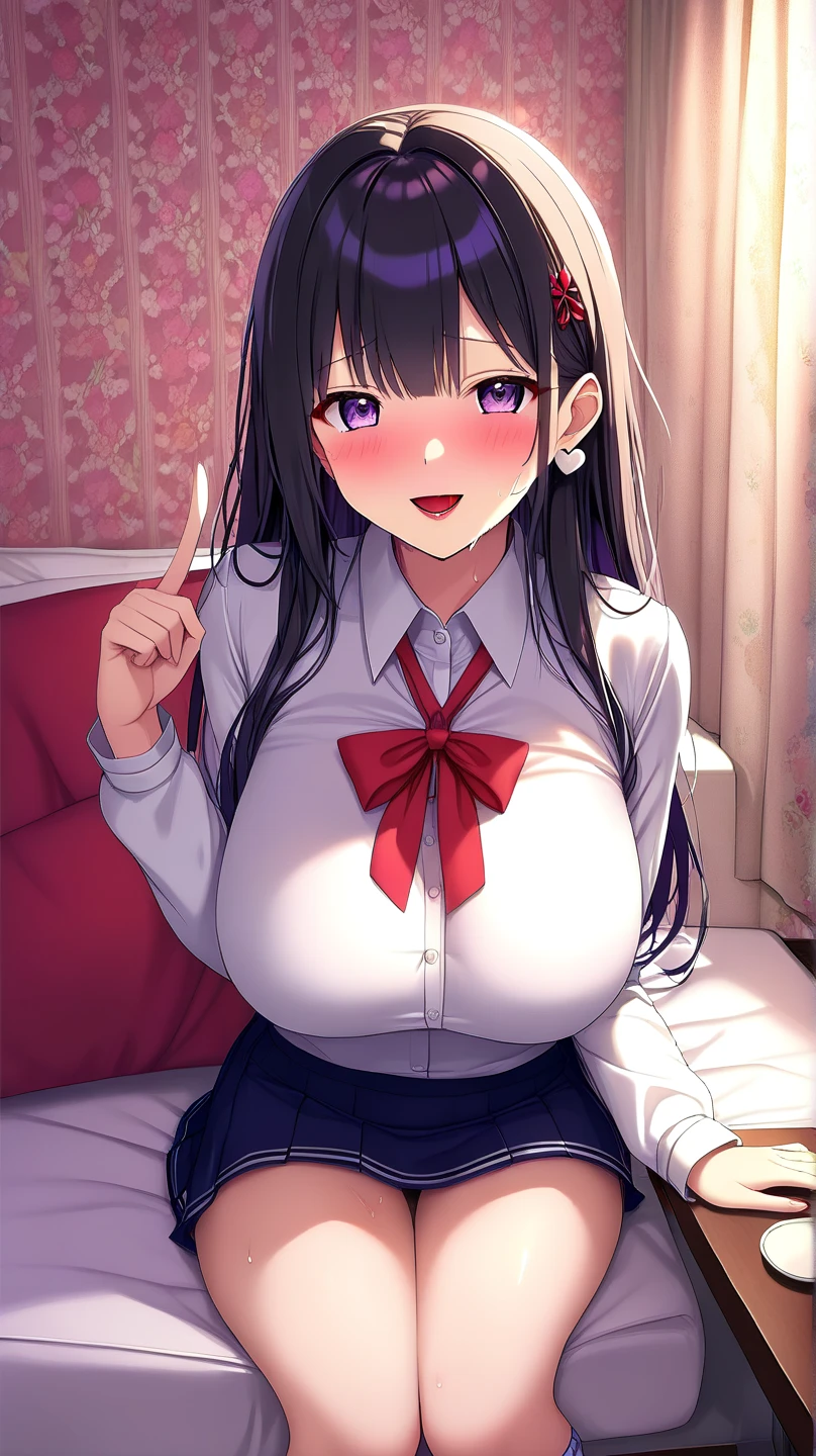 1 girl, alone, black hair, (naked), high school girl、school uniform、big breasts, thighs, classroom、 (blush:1.5)、shirt、skirt、loafers、Ahegao、open your big mouth、stick out your tongue、shed tears、nipple、breastfeeding、huge breasts、climax、panties、realistic eyes、nippleが透けて見える、Ahegao、dead face、Braid、Glasses、eyes that rotate violently、rob々new lips、
