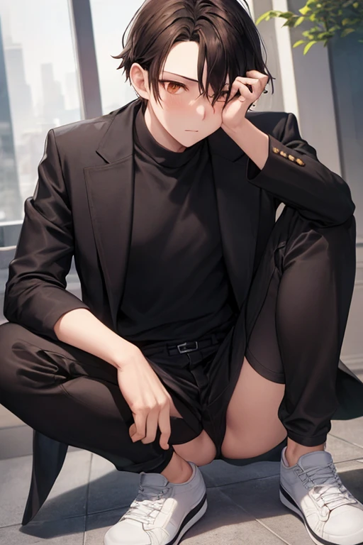 (8K, RAW photos, best qualtiy, tmasterpiece:1.2), (realisticlying, photograph realistic:1.4), illustratio, A high resolution,hexagons,(1boys), Black hair,opulent, rugged skin, (Oval shaped face:1.1), profesional lighting, photon mapping, radio city, physically-based renderingt, Handsome, Sexy masculinity,Wear a close-fitting bodysuit,musculature,bare full body,massive bulge:3,A sexy pose, thong, stockings, stripper, cyberpunk,