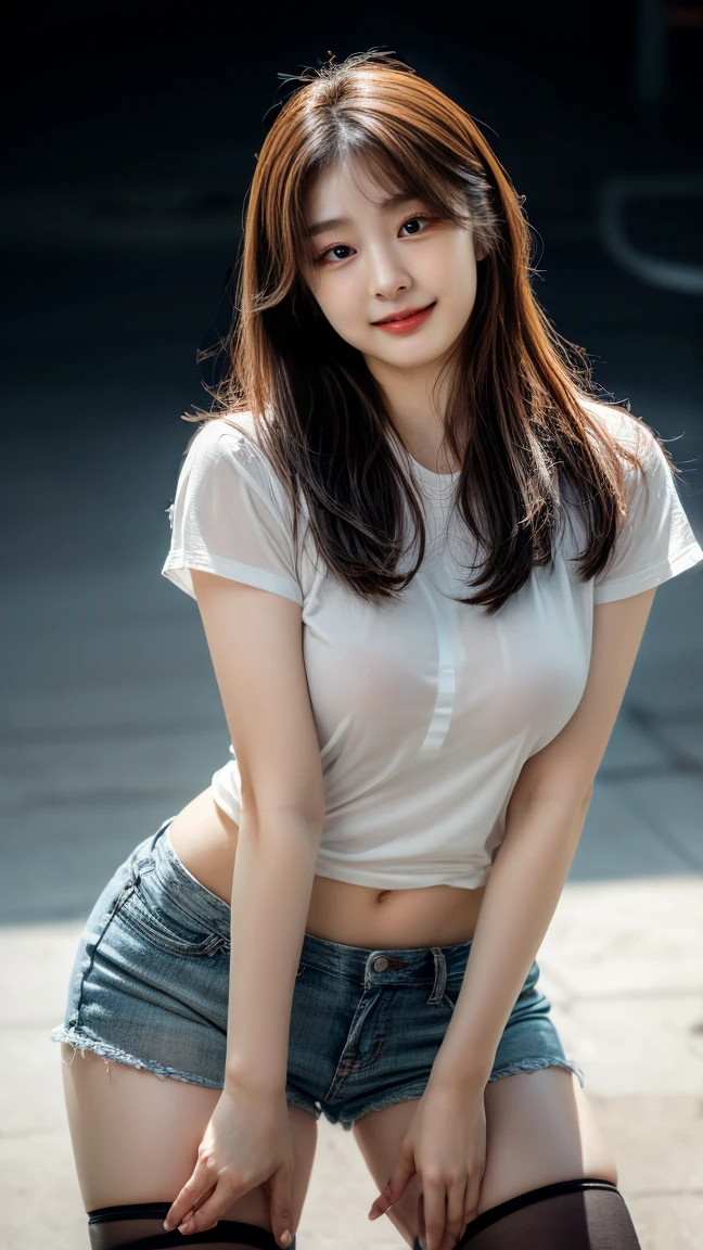 ((Top Quality, 8k, Masterpiece: 1.3)), Focus: 1.2, Perfect Body Beauty: 1.4, Ass: 1.2, ((Layered Haircut, Breasts: 1.2)), (Wetwear: 1.5), (Rain, Street: 1.3), Ultra Sexy Ultra Short Translucent Bando: 1.1, Highly Detailed Face and Skin Texture, Narrow Eyes, Double Eyelids, Whitened Skin, Long Hair No Bra See-through shirt
