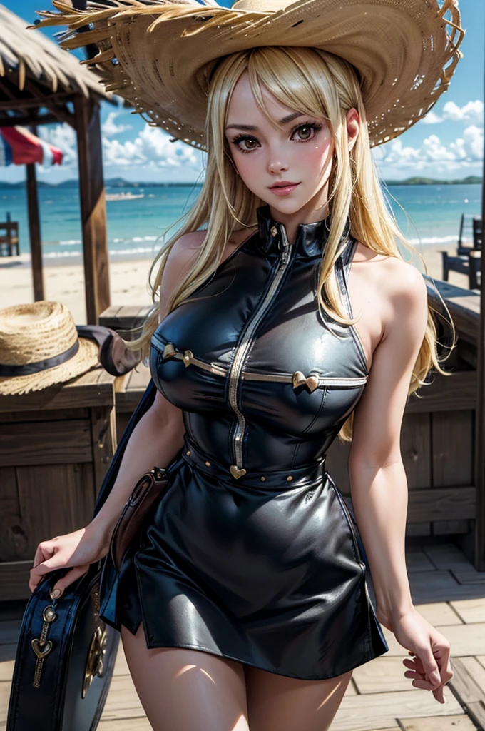 [(work of art, best qualityer), details Intricate, 1 girl, Cammy White de Street Fighter (standing, fully body, end to end, leaning on a wooden post:1.2) Iron collar, arms behind the back, manacles de ferro, manacles, linked, bondage outfit, to enjoy, O-Ring, bondage outfit blindfolded cover eyes, happy red cheeks, chain leash collar choker neck bell manacles wristbands bracers bracelets, Cleave gag], (Best quality, Ultra detailed, Golden ratio, Masterpiece:1.2), Theatrical lighting:0.7, Perfect rare face, (Highly detailed skin), perfect skin, soft blondy dyed hair, long straight soft hair, ((chest little)), tall, Ridicule, skin texture, Pale skin, shiny skin, (thin, large size:0.82), (outdoor, trees, meadow), [:(Sharp focus on rare face, perfect  blue icy eyes:1):0.1], photorealistic, film grain, Put one foot forward、from below looking up、look at camera、Emphasize the shoulders, Focus on face、Stockings、smile with corners of mouth raised、disdainful expression, summer haze, muted colors, muted warm colors, in the early morning, cinematic, (tilted:1.3) (in an off-hand way) look cautious, standing under a spotlight, volumetric dust clouds, key light, backlight, soft natural lighting, photography Film grain ISO 400 30 mm lens RAW f1.8 aperture, highly detailed (analog photography:1), colors hdr, epic bimbos