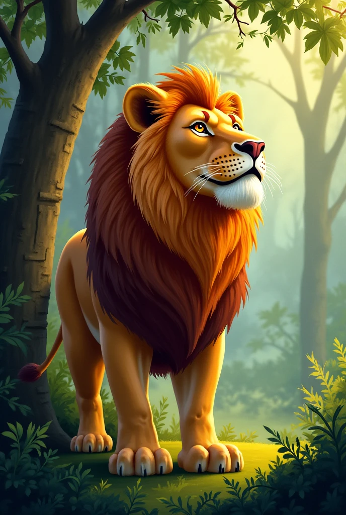 A lion in jungle looking other side