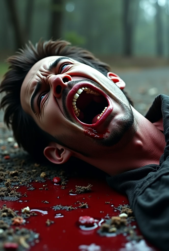 Zombie, blood in mouth