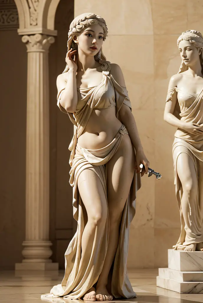 white Marble statue of water dancers (female), well-proportioned long limbs, (Marble statue naked:1.4), Faint stone veins, exquisite marble face details, solid black background, spotlights, high contrast, masterpiece, highest quality, best image quality, cinematic lighting, photoreal
