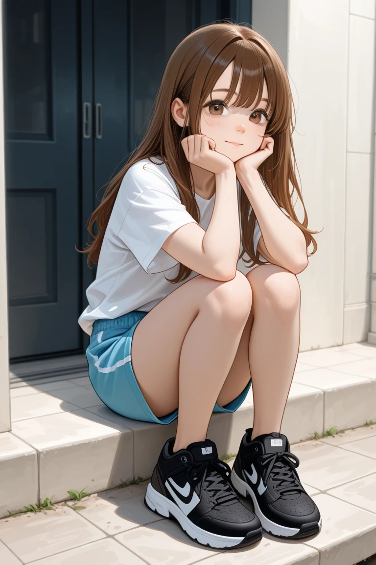 closed mouth,night,crying,Lean back,Half-naked,Hands are chained,fat,Torn shirt,I'm on my knees,Sigh,Dark House,sneakers,High quality white panties and loose shirt, {{beautiful middle size breasts 1:4}},Pleated skirt,Photoreal 1;4,brown hair,full body ,portrait1;4, high quality panties,{{schoolgirl}},top quality,cute girl,high quality background, slanted eyes, detailed shirt chest wrinkles,BREAK, {{beautiful blue eye1:4}}, Accurate 5 fingers