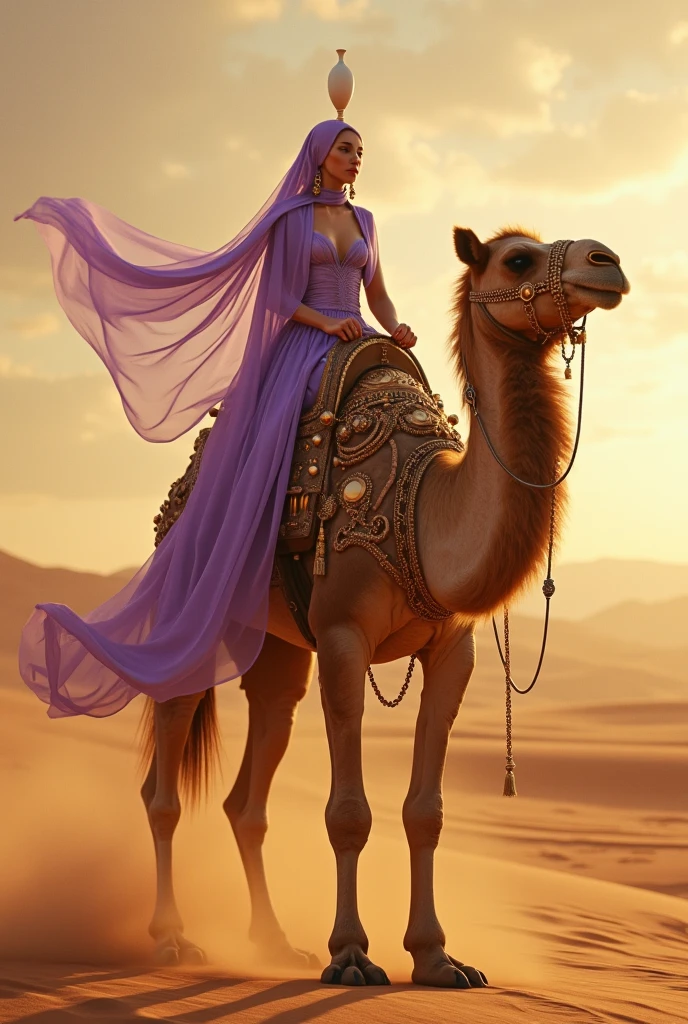 Desert Princess, With camels、Lens flare, Sandals,