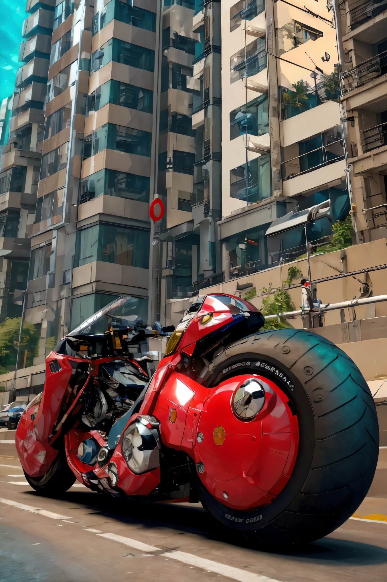 masterpiece, photorealistic highly detailed 8k Unconventional Underwater Angles, best cinematic quality, volumetric lighting, beautiful woman on krsbk, side view, full of busy people in Urban Skylines at Blue Hour