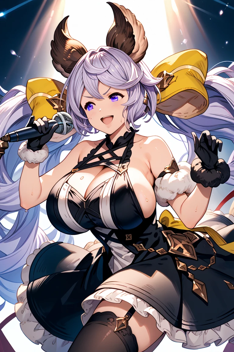 ((((masterpiece、best quality、Very detailed)、((A girl))、((Blonde Hair、Dark Skin，Low Twin Tails，curls,bronze skin、Cover your eyes))、Pink Eyes、Smile，（（Dark skin 1.5））、（（Lace edge pattern））、((There are many piercings))、((Large Breasts))、Cowboy shooting、Shooting from above、Purple Light，Nightclub，on stage，Purple Light，((best quality)), ((masterpiece)), (detailed), (character focus、Breast Focus,whole body), Anime 2D Rendering, Realistic young anime women, Five fingers, Perfect face, Beautiful details, Beautiful Body, Beautiful breasts, Beautiful thighs, (Huge breasts)、Beautiful Feet, (Skin burns), 、 12 year oun，Lace，Short skirt、She turned her face and body toward the audience，Beautiful face and charming shyness，eternal，Hair Cover your eyes，（Large Breasts），Shy，Exceed，Thick Legs，Fascinating three-dimensional,Fascinating three-dimensional，Fascinating three-dimensional，Magical girl，Bright Black，（（前发Hair Cover your eyes）），night