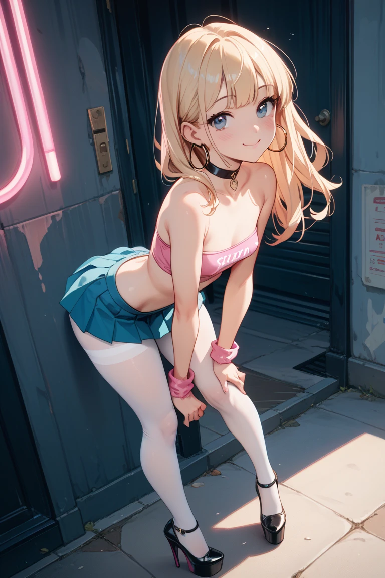 (masterpiece, Best Quality, ultra-detailed, high resolution, extremely detailed CG, official art, Professional Lighting, Perfect Anatomy), (from below), looking at viewer, cowboy shot, perfect body, 24yo beautiful 1girl, delicate beautiful face, Bright magenta eyes, cute eyes, sparkling eyes, (perky chest:1.1), (pointed chest:1.3), medium hips, glamorous body,a small face,beautiful-makeup,Makeup light,Shortcut Hair,dark brown hair, Amazing Cleavage:1.2,Raised sexy, small breast: 1.2 ,posed cleavage:1.2, bare legs, nail_polish, Waiting friend, (at morning:1.5), tokyo, (convenience store:1.3), outdoor, (depth of field:1.3), contrapposto, (Hold a coffee in your hand:1.3), looking at viewer,(double breasted:1.1,under bust:1.2), gap between buttons,(((Extremely short mini skirt,))) seductive weak smiling,(with sparkling eyes and a contagious smile),open mouth, Looking at Viewer,