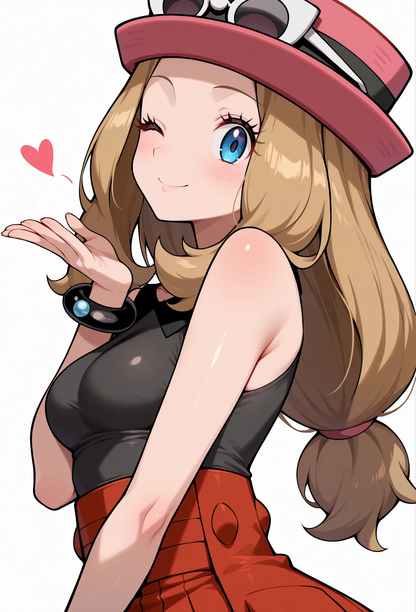 whole body, smile,smile,blush,Big Breasts ,Sexy pose, Pink hat,, Showing nipples,Show your vagina,Put sunglasses on your hat,