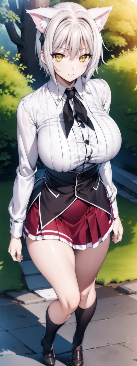 score_9, score_8_up, score_7_up, uncensored, source_anime, asuna yuuki from sword art online, 1girl, orange hair, long hair, fold hair, braid, big ass, big breasts, (skirt), blush, voluptuous, horny, sexy, huge lips, ripper \(outfit\), seductive smile, (facing viewer), simple background, sitting on a bench,