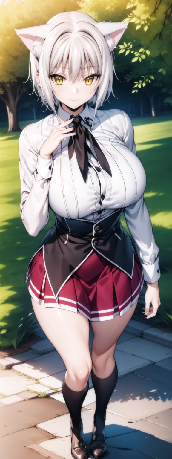 Masterpiece, best quality, ultra high resolution, the woman with curvaceous hips wears a short skirt, revealing a peek of her thong underwear. A close-up shot captures the intricate details of the plaid pattern on her skirt. (Photo by: Jose Martinez)