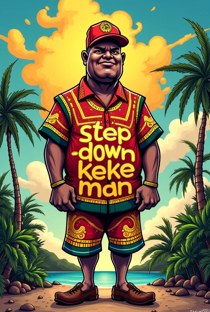 A 4k illustration of fat caricature president of Tanzania wearing hijab , with writing "Masai F88orever" Background of Savanna terrain
