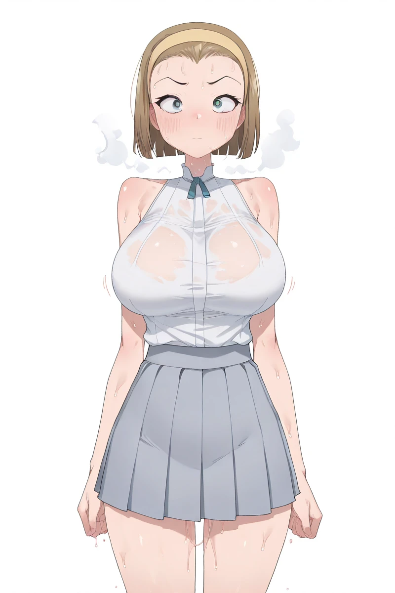 (Ejaculation on chest: 1.3), (arms behind:1.5), platinum blonde, medium hair, masterpiece, upper angle, camera gaze, one girl, (without clothes), cute, slender, big, (sagging naked breasts with nipples), thin waist, sweaty, bright, glowing skin, depth of field, sharp focus, (naked), detailed eyes, red eyes, clear pupils, realistic eyes, delicate facial features, high resolution, (hyper detail: 1.2), trembling, anguish, sad smile, restraint, shyness, (teary eyes: 1.5), (thick thighs: 0.4),