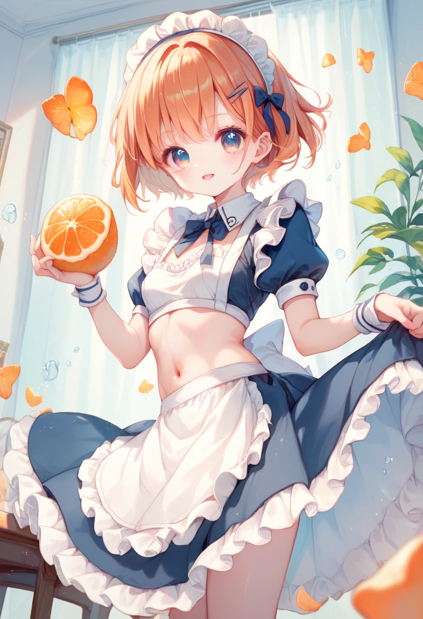 chika takami,Orange Hair,Ahoge,Red eyes,smile,blush,Orange off-shoulder dress,Bare shoulders,bare clavicle,Bare neck,Short sleeve,Heart-shaped necklace,Long skirt,Cute heeled sandals,Walking,Daytime,Clear skies,whole bodyがイラストに入るように break outdoors, Building district, break looking at viewer, whole body, break (masterpiece:1.2), Highest quality, High resolution, unity 8k wallpaper, (figure:0.8), (Beautiful attention to detail:1.6), Highly detailed face, Perfect lighting, Highly detailed CG, (Perfect hands, Perfect Anatomy),