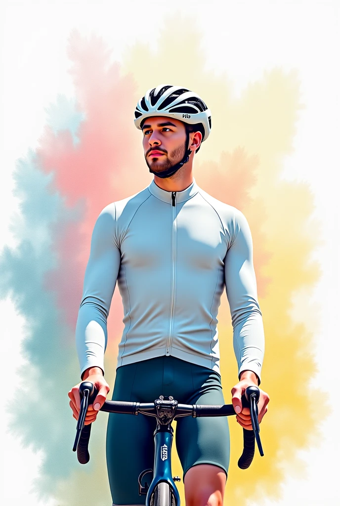 Create a lycra cycling uniform that place on grass not give me the picture of cycle online give the uniform picture with green grass background 

