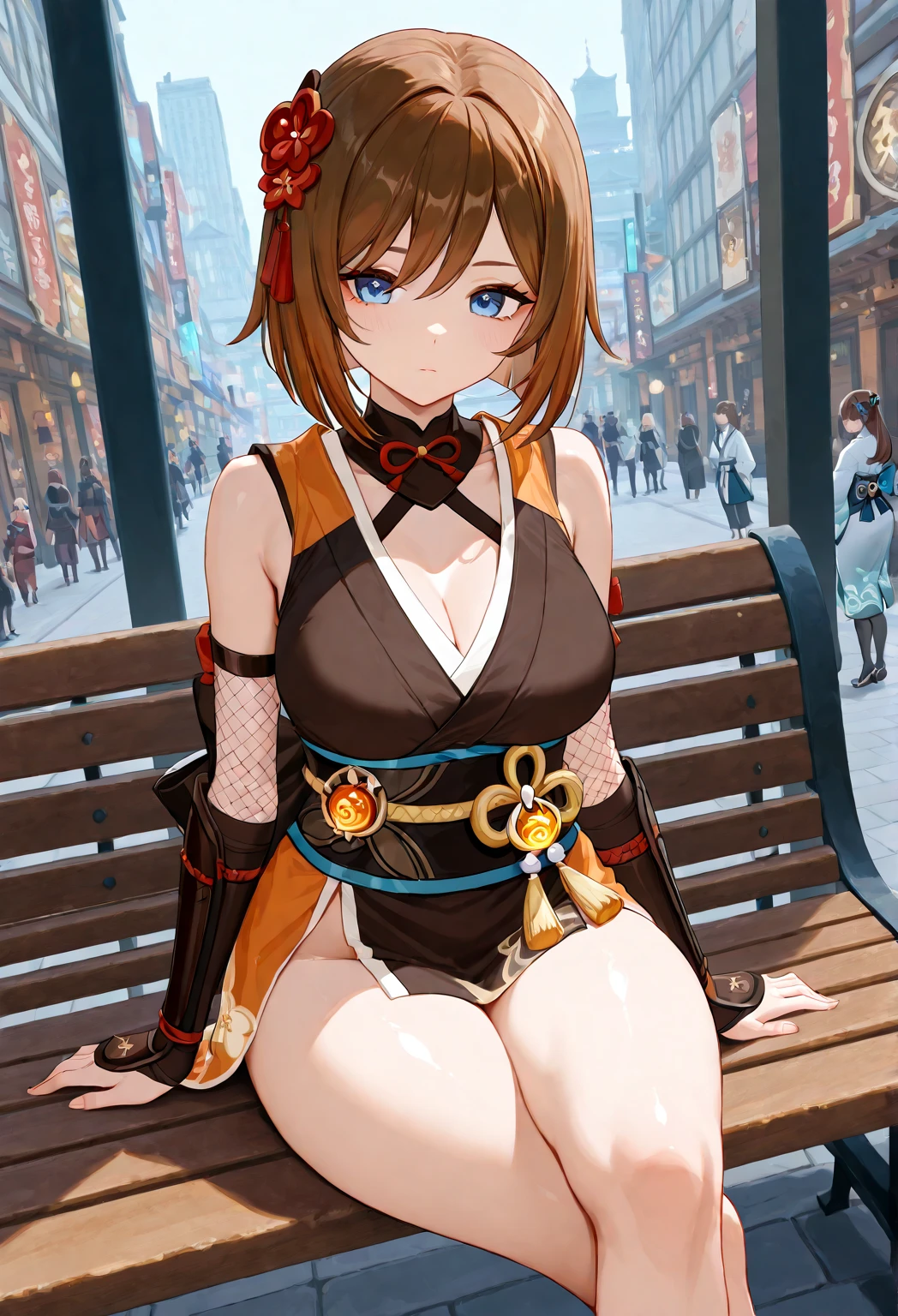 white liquid pour out from pussy and penis, red face blushes, orange eyes, k-pop idol face, girl sitting on man's body