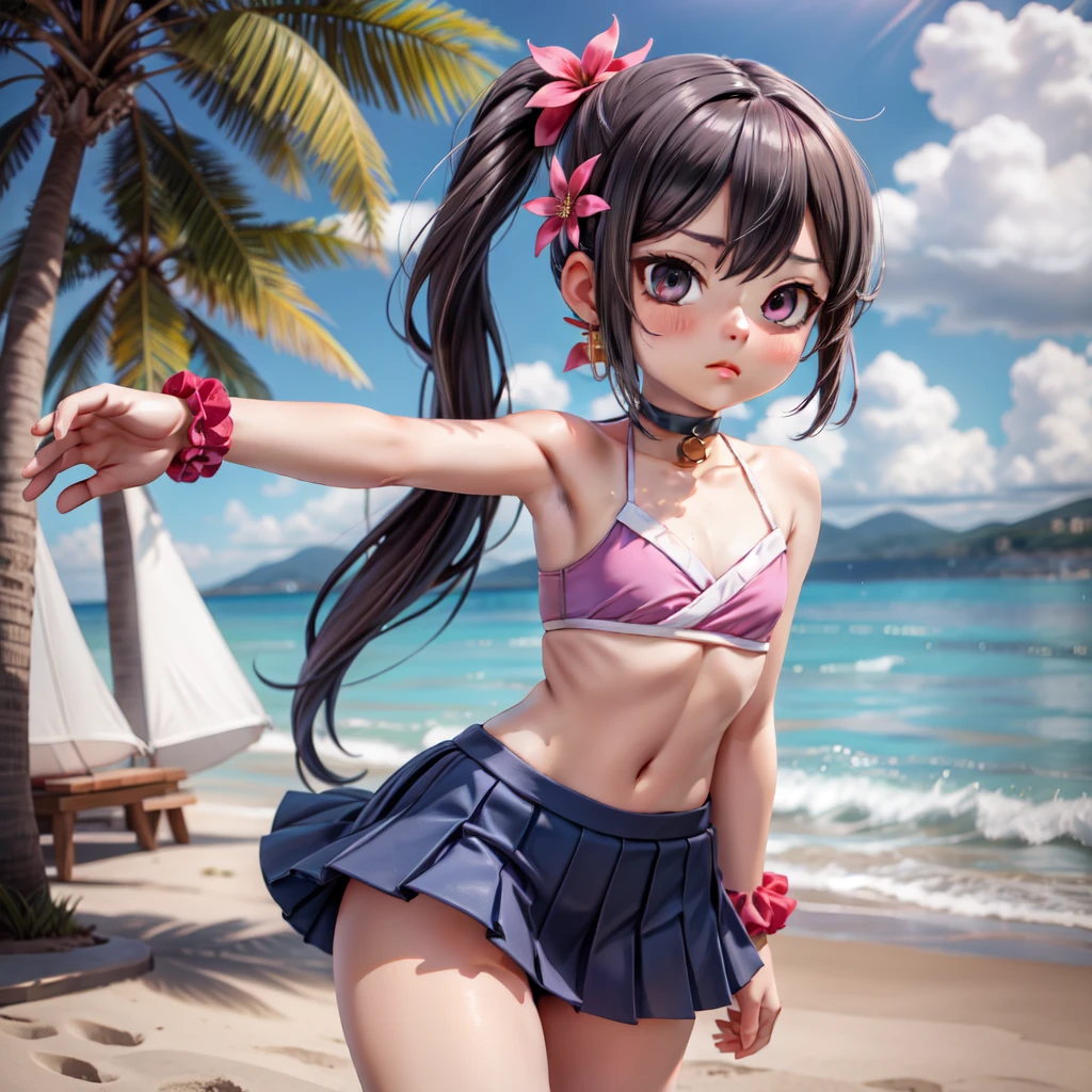 Swimwear、Girl、Girl、Primary school students、Black Hair,、