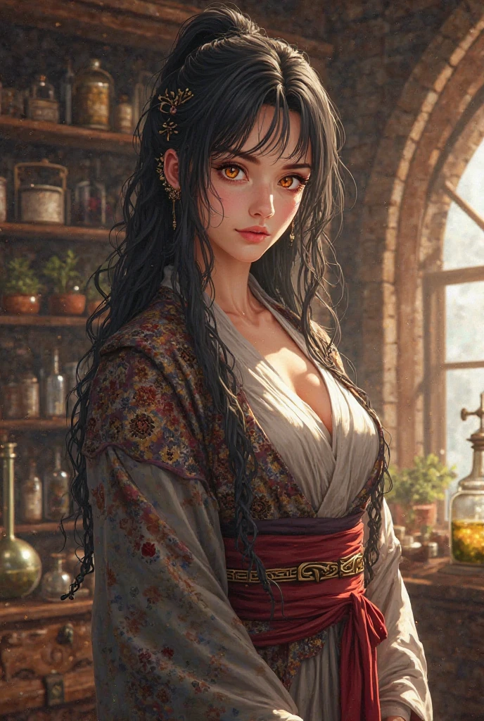 CG, Unity, 8k, wallpaper, Highest quality, masterpiece, Lovely lady, 18-year-old, (Realistic:1.2), Best lighting, Complex pupil, Intricate weaving, Detailed Background,(Barista 1.5),Transparent sleeves、(Delicate clothing with intricate patterns and decorations),A composition that shows the whole body,One Woman、(Battle costume)、Green sleeves outfit、Green decoration
