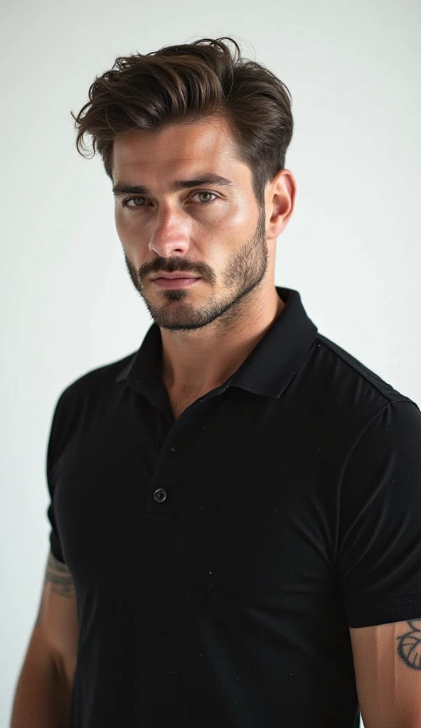 Very handsome man, 29yo, dark brown hair, Wear, Consultation, running, Wearing, smile, sweaty, realphoto