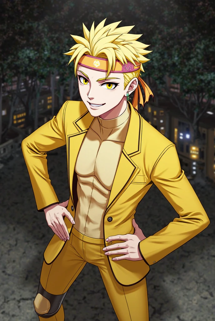 1boy, fugojojo, green clothing, solo, clothing cutout, purple eyes, BREAK (blonde hair), looking at viewer, standing, navel, necktie, upper body, cafe background, lights, coffee, hq, hi res, amazing artwork, official art, pixiv, 
 <lora:fugojojo-000006:1>
