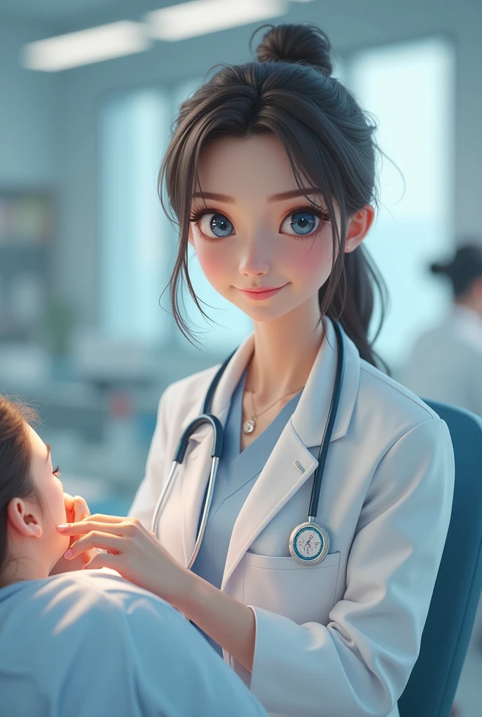 A girl who is a nurse and in her tag their named lojina Subba