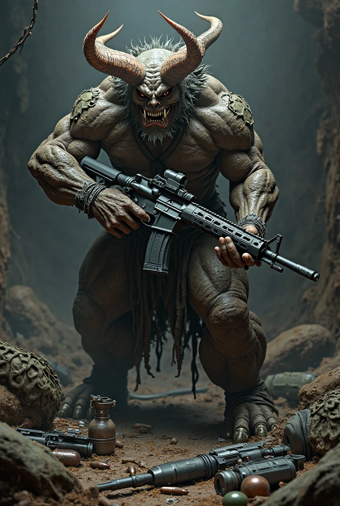 Predator gamer wallpaper holding a spiked sign with the word DAZKER