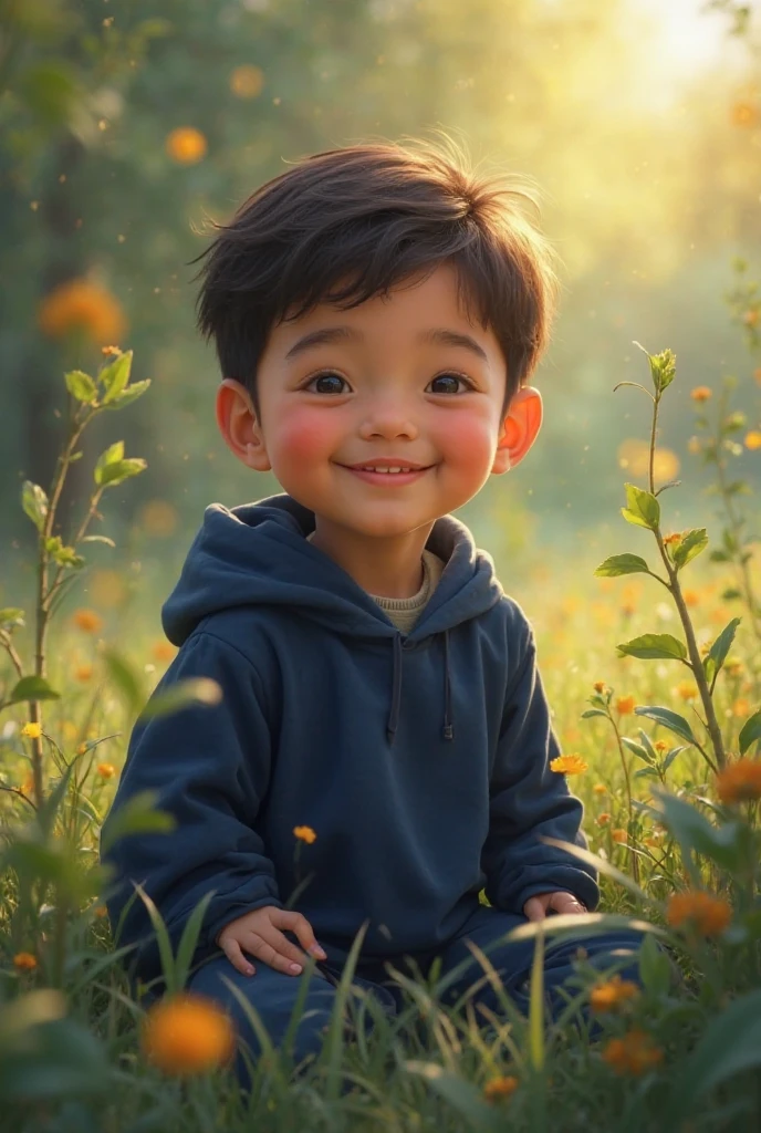 (photorealism:1.2) ( masterpiece ) ( highly detailed) a amazing boy in big Éden garden , and rubis and diamond realism , 8k , HD.