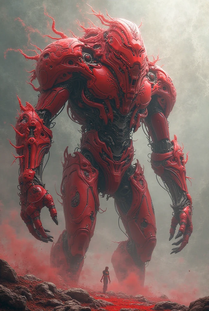 a photo-realistic image of Megan fox as armored carnage, (solo:1.0), (red carnage skinless muscular bio-mecha armor:1.25), (mouth wide open, carnage style:1.25), (full body view:1.25), Realistic, Very detailed face and eyes, (masterpiece:1.1), (beautiful girl face:1.45)