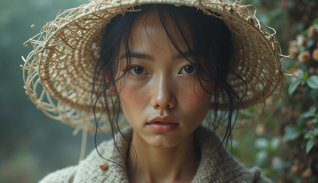 1girl wearing koboi hat(8k,hd,ultrahd,realistic,hdr,detailed)