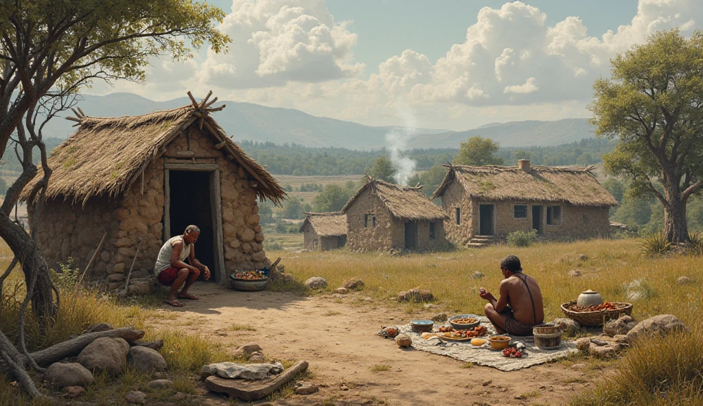 The poor potter of the village and his family.
