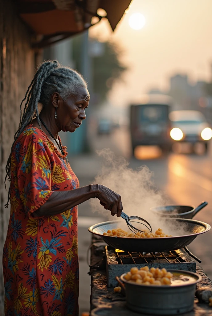 Photo of a hotel written Bypass stopover hotel with chapati being cooked by the highway side by a black woman