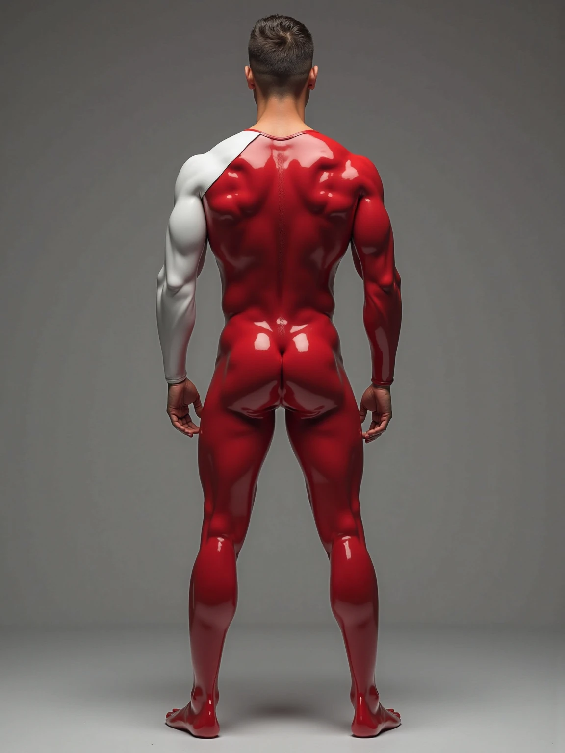 Sculpture design,Figures,GK model,male people,(The whole body of the character),Expose muscles,(sexy for),(Exquisite base),The color is bright,Rich in color,Handsome cybernetic boy looking at camera lingerie detailed muscular reality masterpiece,musculous,The back of the character