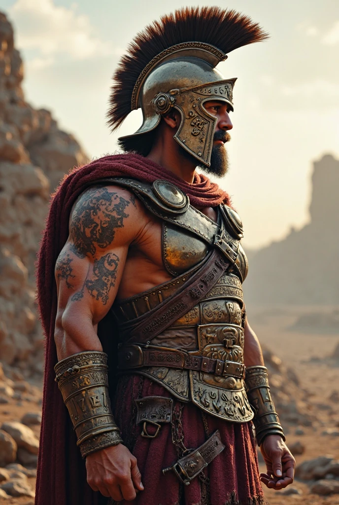 Spartan warrior with writing tattoo OG4