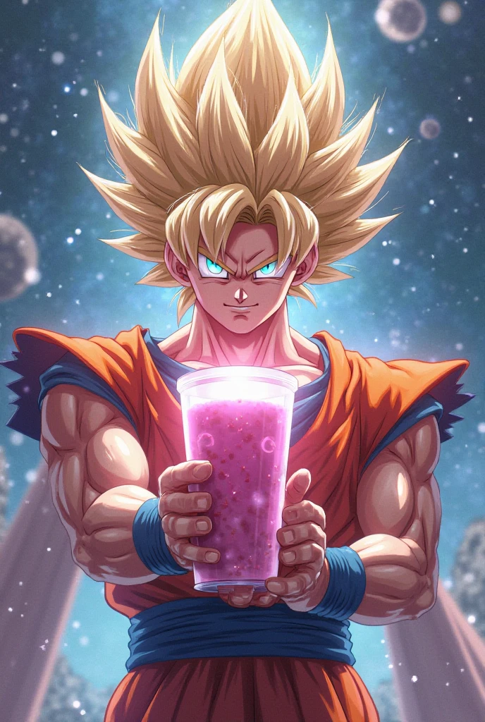 tmasterpiece,Best quality at best,highly detailed,muscle men,malefocus,Goku eats watermelon