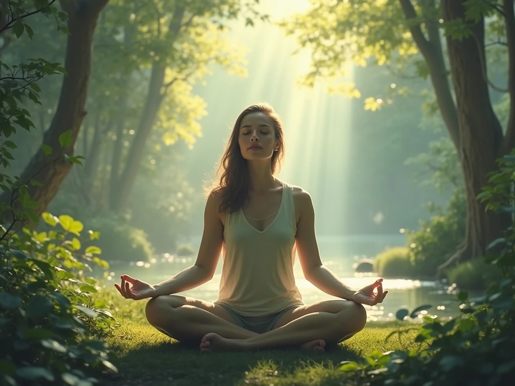 Woman meditating in the morning
