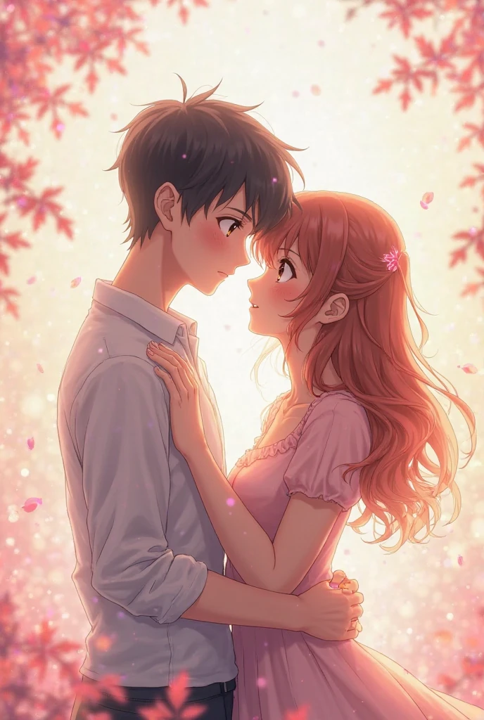 Anime couple long haired boy and short haired girl both redheads