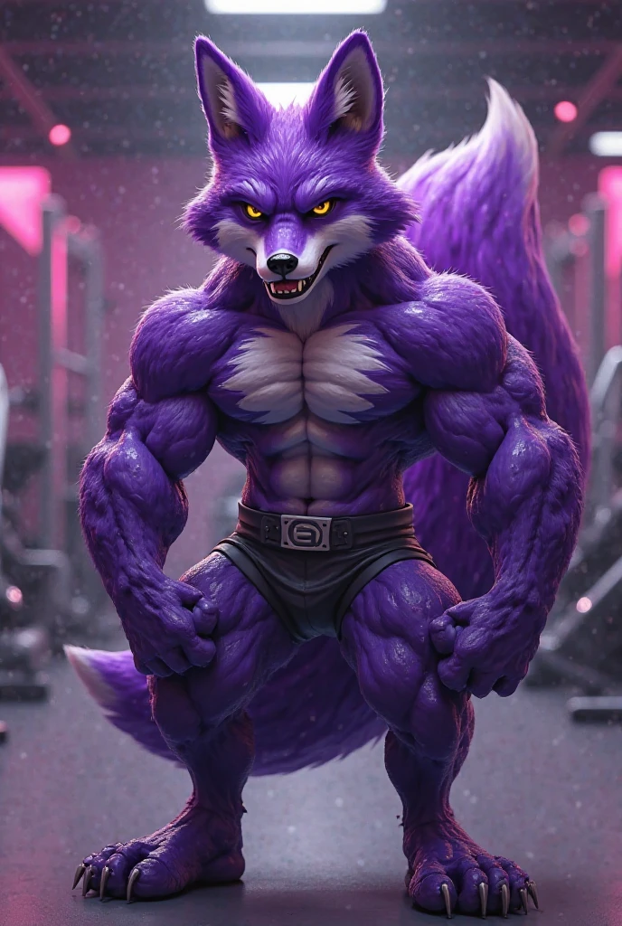 Werewolf Garurumon Male Best Quality Full Body Toned Poses Showing Muscles Perfectly Shaded Furry Body Naked Chest Furry Chest Muscular Muscular Chest Six Pack Strong Abs Broad Shoulders Biceps Anatomically Correct Delicate Fur Proud Soft Shadow, majestic, upper body exposed, delicate eyes, majestic triangle shorts, brown belt, confident smile, sharp teeth, strong, mature gym