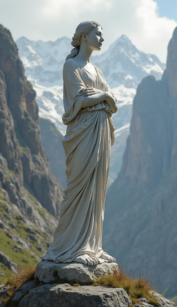 Escultura maqueta blanca de 1 bandera flameando, Classical antiquities, White marble model sculpture, Classical model sculpture of moving fabric, Classic marble model, Modelo grande, (((White Greek marble statue))), ((fotorrealista)) realista, luz proveniente de arriba, yeso, Foto de estudio.